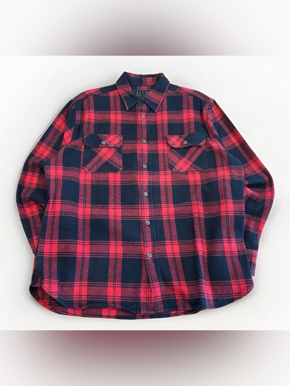 Jachs Flannel Shirt Buffalo Plaid Long Sleeve Size XL Heavy Cotton Long Sleeve